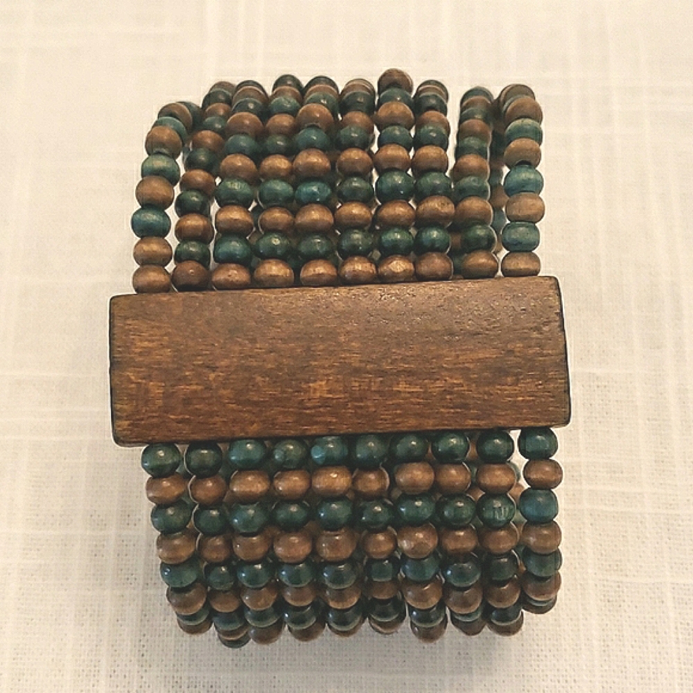 Wood bead elastic bracelet